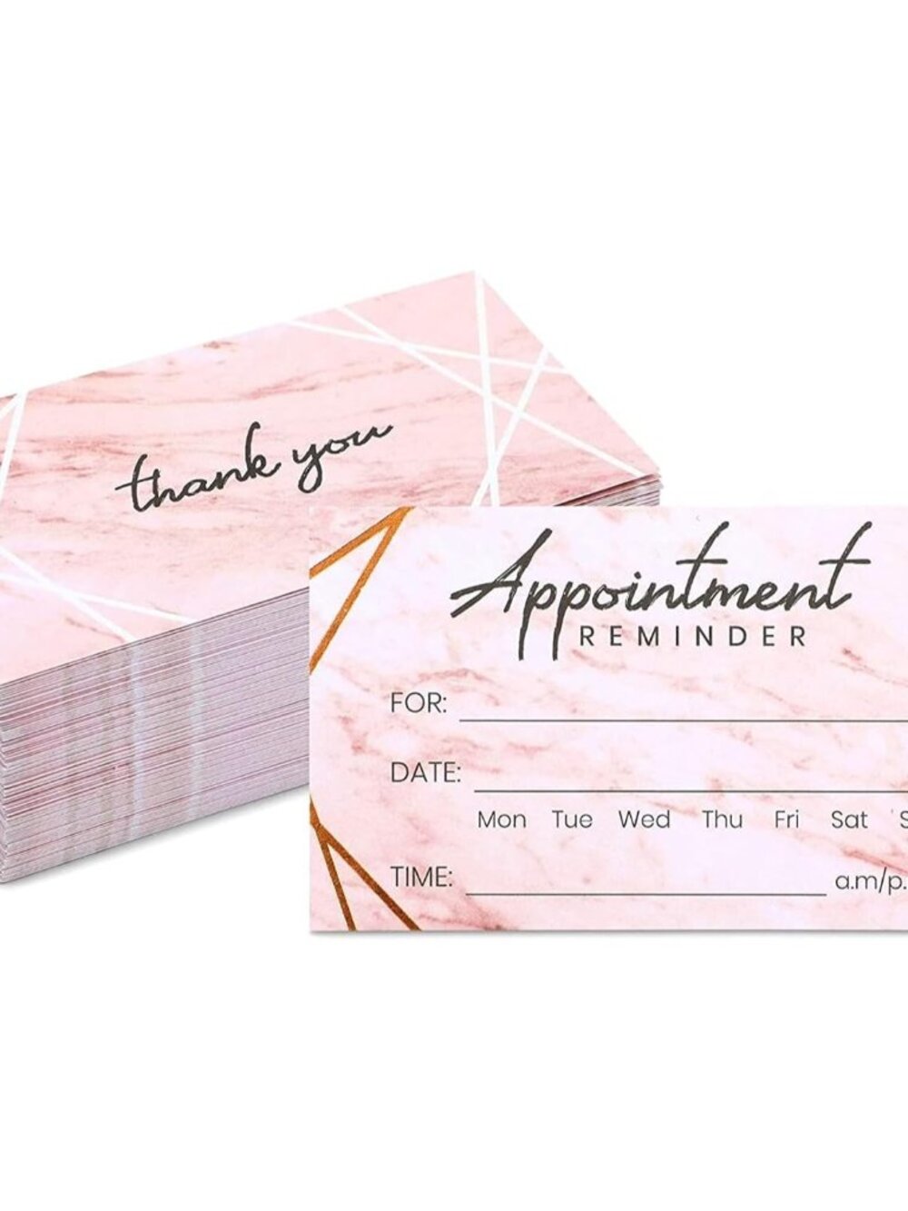 Appointment Reminder Cards - 3.5 x 2 In, Marble & Rose Gold Foil, 100 Pack - Sal
